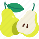 pear, with, half, cut, fruit, food, sweet