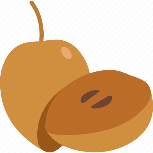 Sapodilla, with, half, cut, fruit, food, sweet icon - Download on Iconfinder