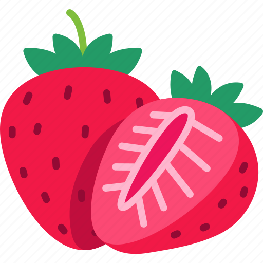 Strawberry, with, half, cut, fruit, food, sweet icon - Download on Iconfinder