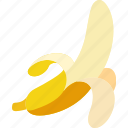 banana, half, peeled, fruit, food, sweet