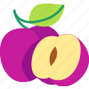 plum, with, half, cut, fruit, food, sweet