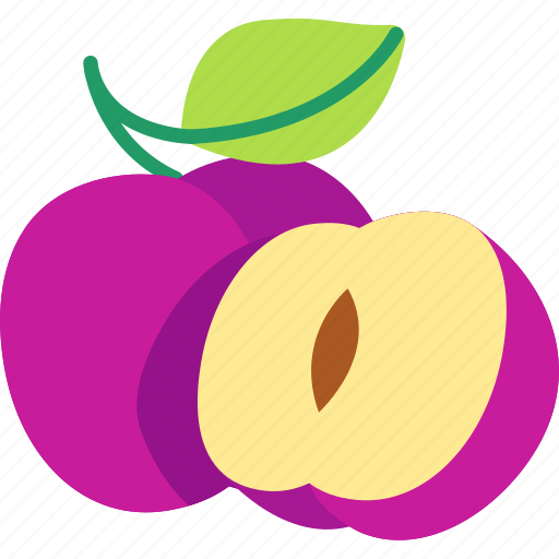 Plum, with, half, cut, fruit, food, sweet icon - Download on Iconfinder