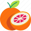 grapefruit, with, half, cutfruit, food, sweet