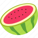 watermelon, half, cut, fruit, food, sweet