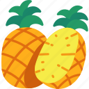pineapple, with, half, cut, fruit, food, sweet