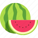 watermelon, with, sliced, cut, fruit, food, sweet