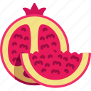 pomegranate, with, sliced, cut, fruit, food, sweet