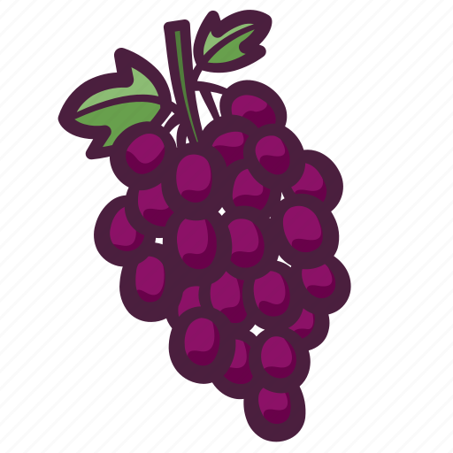 Fruit, food, grapes, berries, leaves, bunch, cluster icon - Download on Iconfinder