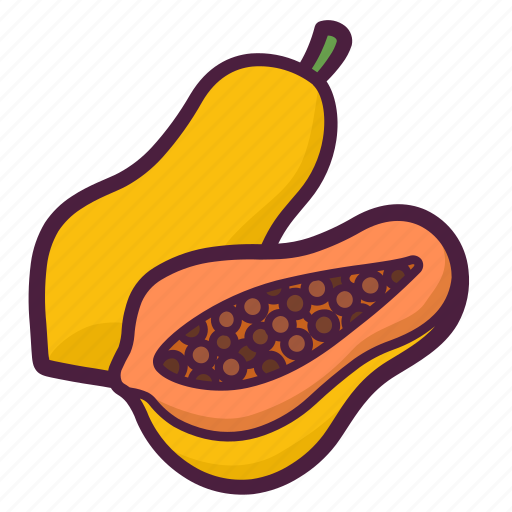 Fruit, food, papaya, tropical, slice, half, seeds icon - Download on Iconfinder