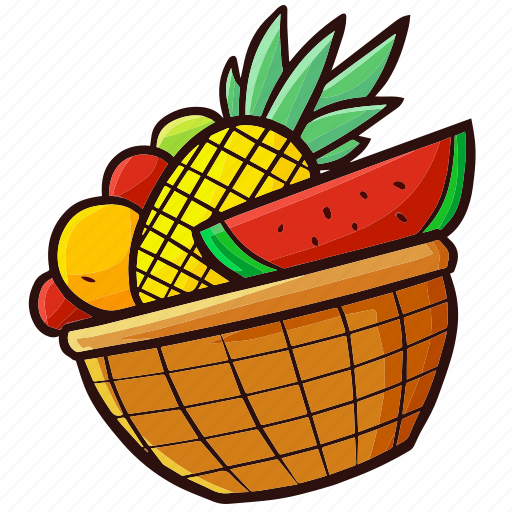 Fruit, basket, fruit basket, food, healthy, dessert, sweet icon - Download on Iconfinder
