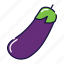 aubergine, eggplant, filled, food, outline, vegetable, vegetarian 