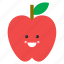 apple, emoji, emoticon, face, food, fruit, red 