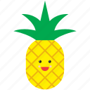 cute, emoji, emoticon, face, food, fruit, pineapple 