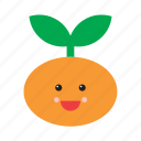 cute, emoji, emoticon, face, food, fruit, tangerine 