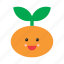cute, emoji, emoticon, face, food, fruit, tangerine 