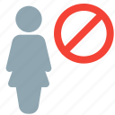 single, woman, banned, prohibited