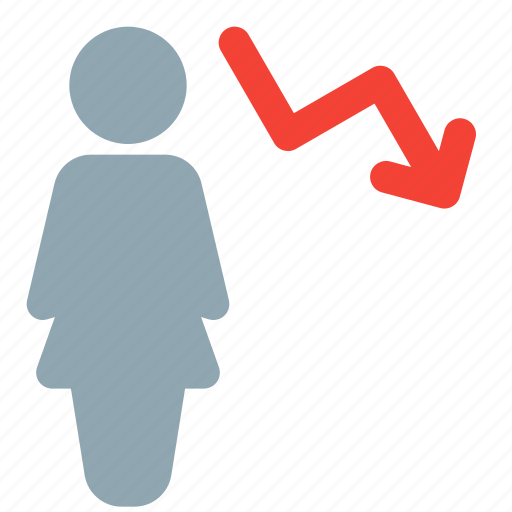 Single, woman, decrease, arrow, downwards icon - Download on Iconfinder