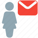 single, woman, mail, envelope, message