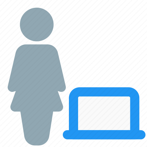 Single, woman, zoom, laptop, gadget icon - Download on Iconfinder