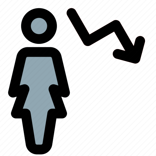 Single, woman, decrease, arrow, down icon - Download on Iconfinder