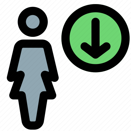 Single, woman, download, down icon - Download on Iconfinder