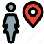 single, woman, location, map, pin 