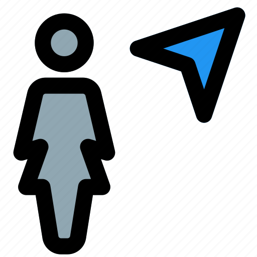 Single, woman, navigation, pointer icon - Download on Iconfinder