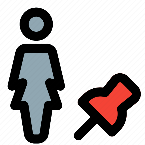 Single, woman, pin, location, map icon - Download on Iconfinder