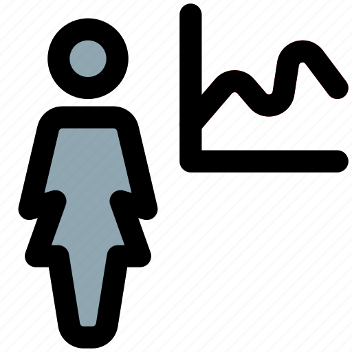 Single, woman, statistic, chart, graphs icon - Download on Iconfinder