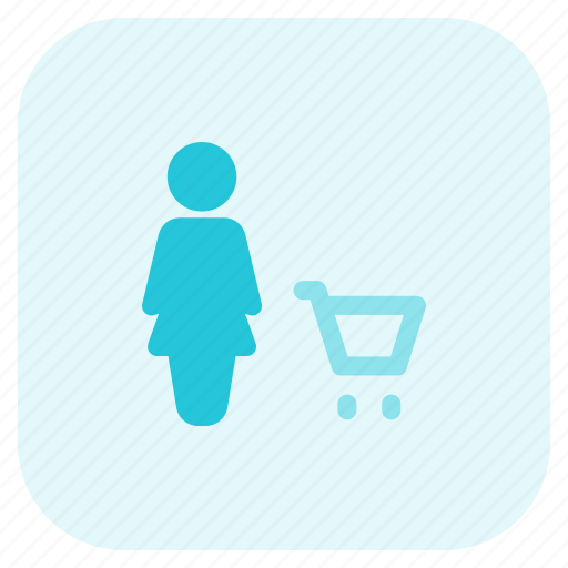 Single, woman, cart, shopping, trolley icon - Download on Iconfinder