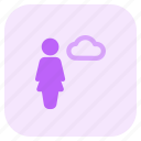 single, woman, cloud, storage, data