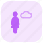 single, woman, cloud, storage, data 