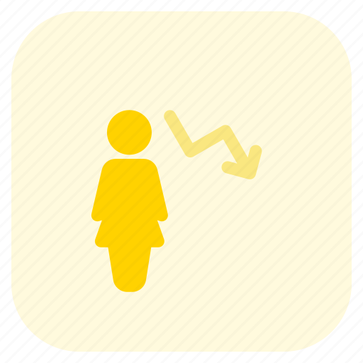 Single, woman, decrease, downward, graph icon - Download on Iconfinder