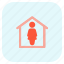 single, woman, structure, house