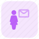 single, woman, envelope, email, mail
