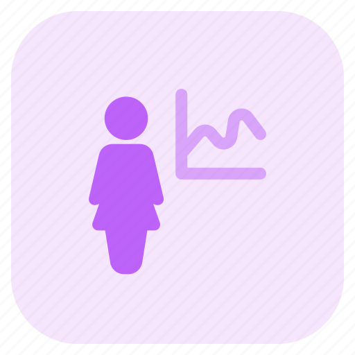 Single, woman, analysis, chart, graph icon - Download on Iconfinder