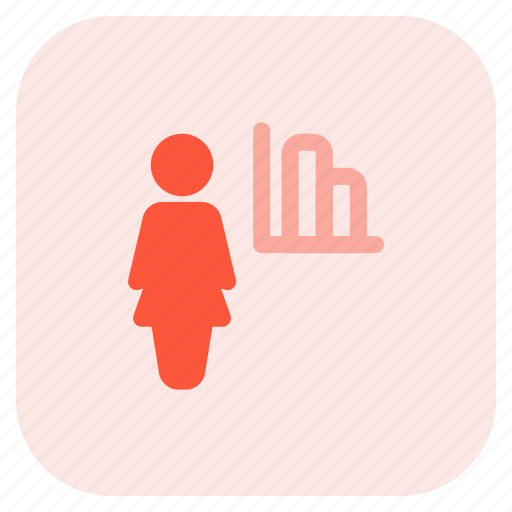 Single, woman, bar diagram, statistics icon - Download on Iconfinder