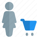 cart, single woman, buy, purchase, trolley