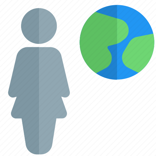 Globe, single woman, global, world icon - Download on Iconfinder