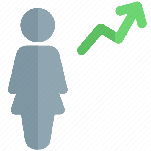Increase, single woman, growth, chart icon - Download on Iconfinder