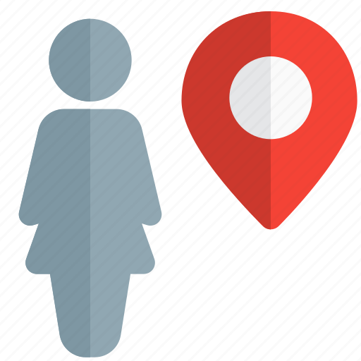 Location, single woman, map, pin, pointer icon - Download on Iconfinder