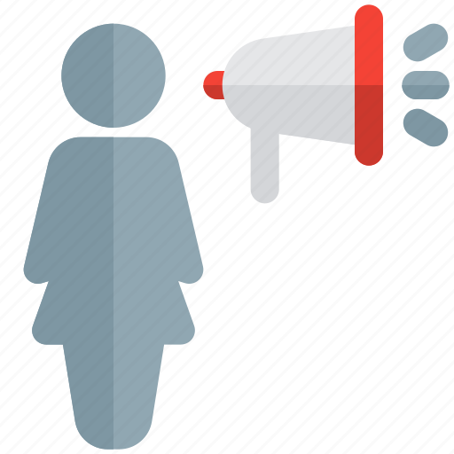 Megaphone, single woman, announcement, speaker icon - Download on Iconfinder