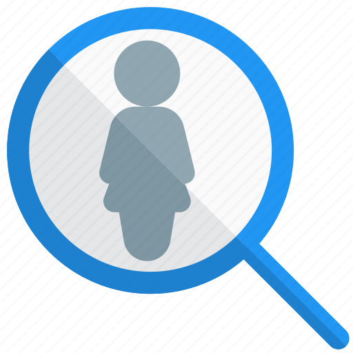 Search, single woman, find, magnifier icon - Download on Iconfinder