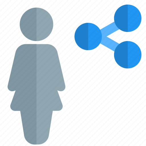 Share, single woman, network, connect icon - Download on Iconfinder
