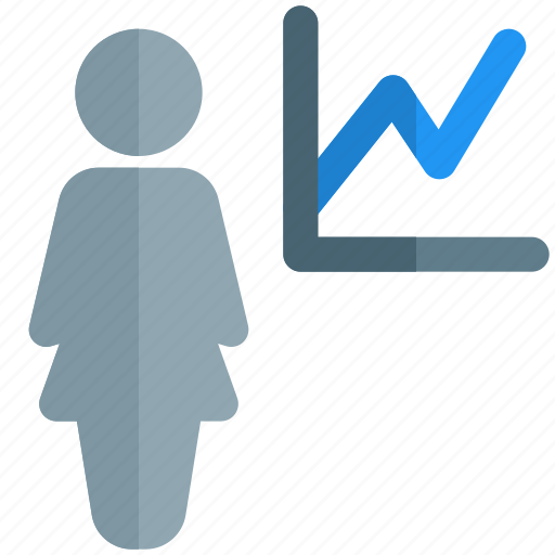Statistic, single woman, graph, chart icon - Download on Iconfinder