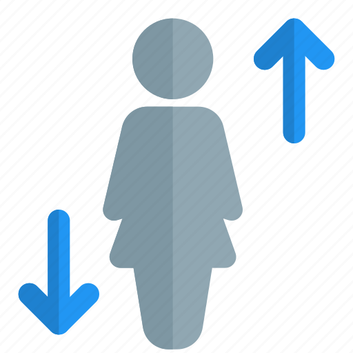 Up, down, single woman, direction, arrows icon - Download on Iconfinder