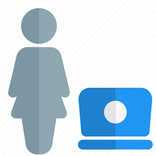 Laptop, single woman, electronic, appliance icon - Download on Iconfinder