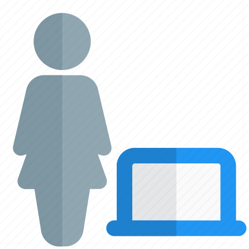 Laptop, single woman, computer, screen, technology icon - Download on Iconfinder