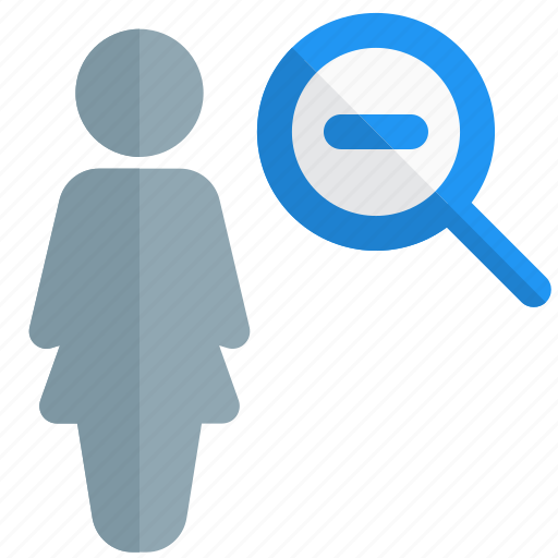 Zoom, out, single woman, lens icon - Download on Iconfinder