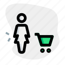 cart, single woman, shop, shopping, buy